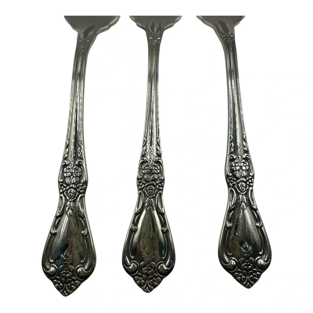 Oneida Kennett Square Fish Forks Set Of Three Stainless Floral Flatware